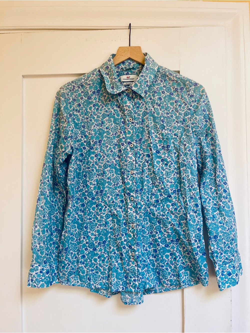 Vineyard Vines Blue & Teal Floral Button-Down Shirt